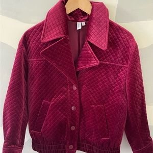 & Other Stories Burgundy Velour Quilted Jacket